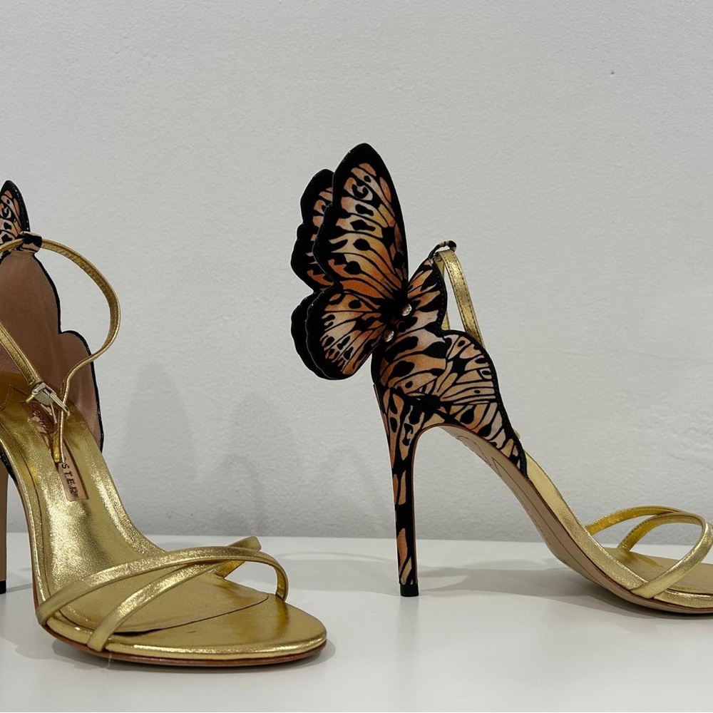 Sophia Webster Metallic Gold Heels with Butterfly Design